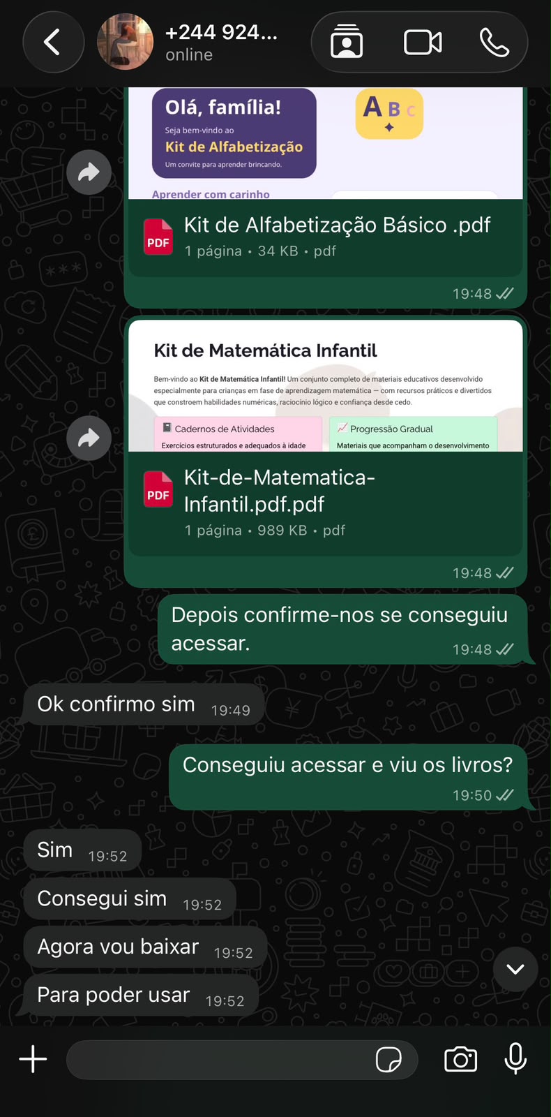 Prova social — depoimento de cliente no WhatsApp