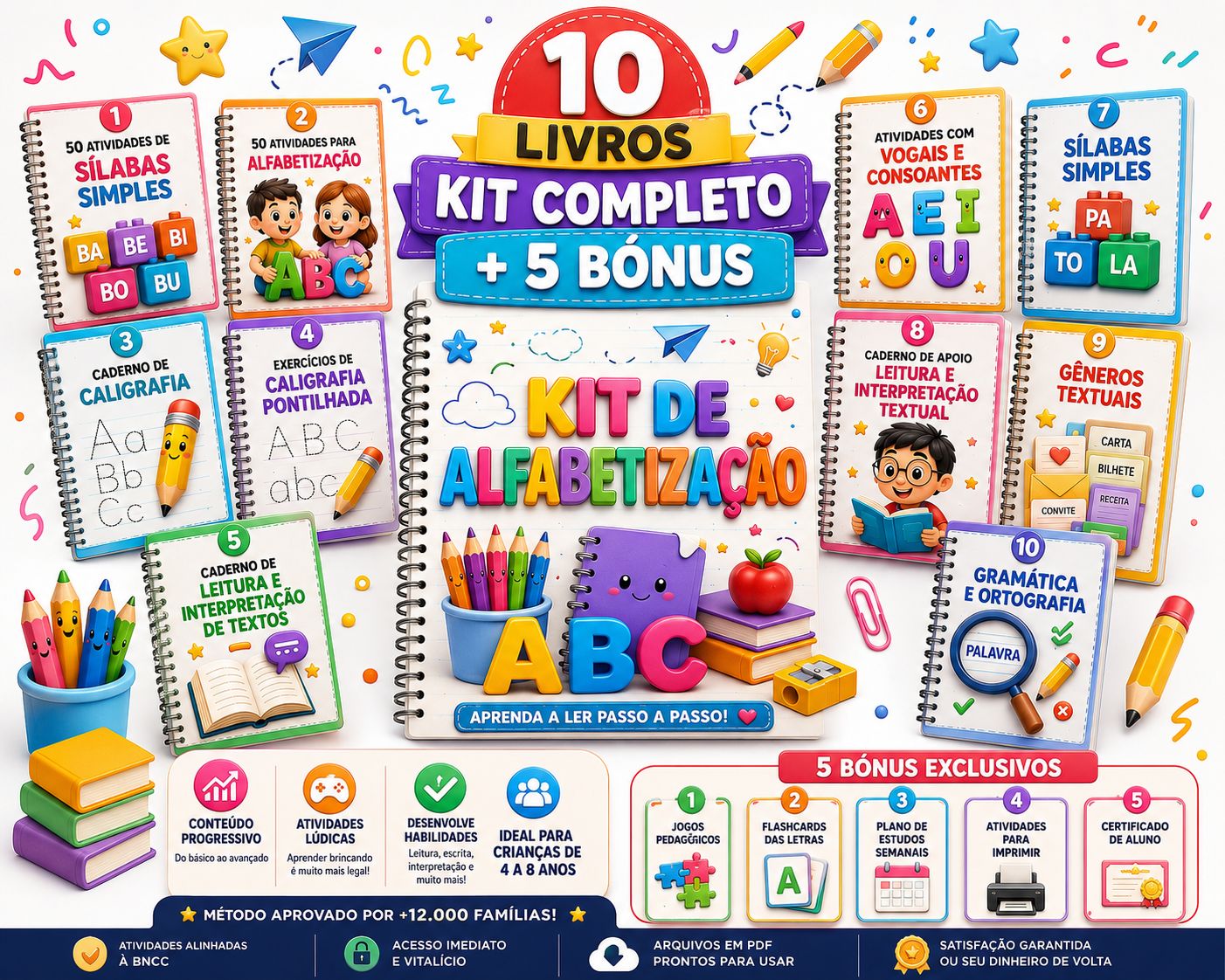 Kit Completo de Alfabetização com 5 bónus