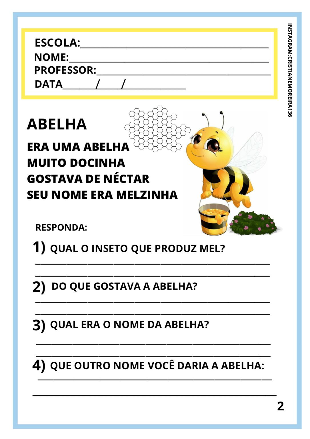 Exemplo de atividade de alfabetização para imprimir